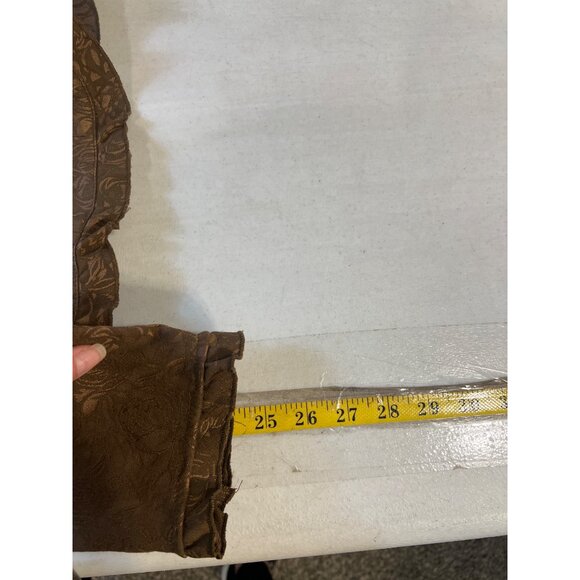 Coldwater Creek Brown Floral Roses Ruffled Hem Jacquard Jacket Medium - Picture 4 of 9